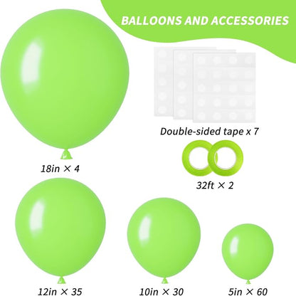 RUBFAC Lime Green Balloons Different Sizes Neon Green Balloon Arch 129pcs | - Image 2