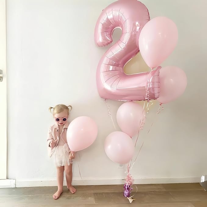 40 Inch Pastel Pink Foil Balloon Number 4, Large Self Inflating Light Pink - Image 8