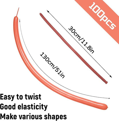 100Pcs Retro Bean Paste 260 balloons, Thickening Latex Bean Paste 260q Balloons - Image 2