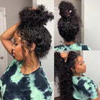 Burmese Curly Human Hair Wig with Spiral End 200% Density 360 Full HD Lace Front Wigs Human Hair Water Wave Wigs for Women 28Inch Pre Plucked with Baby Hair Tiny Knots Natural Black