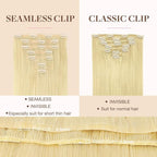 GOO GOO Clip in Hair Extensions Real Human Hair, Remy Human Hair Extensions Clip ins for Women, Natural Human Hair, 18inch 110g 7Pcs, 613R Bleach Blonde