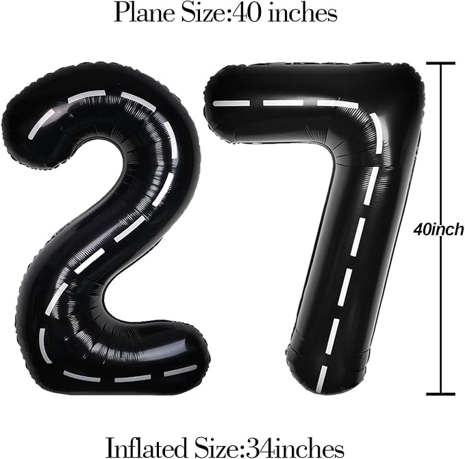 Race Car 40 Inch Black 27 Big Large Helium Balloon Number 0-9 | Track Giant - Image 6