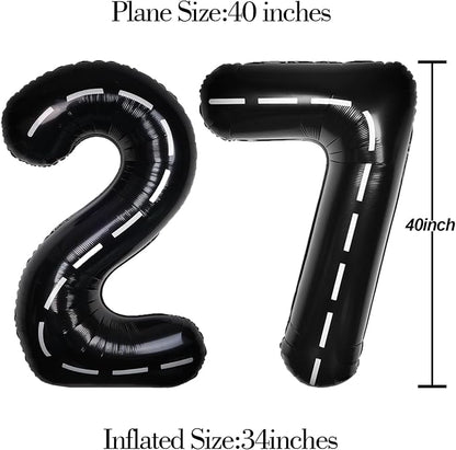 Race Car 40 Inch Black 27 Big Large Helium Balloon Number 0-9 | Track Giant - Image 6