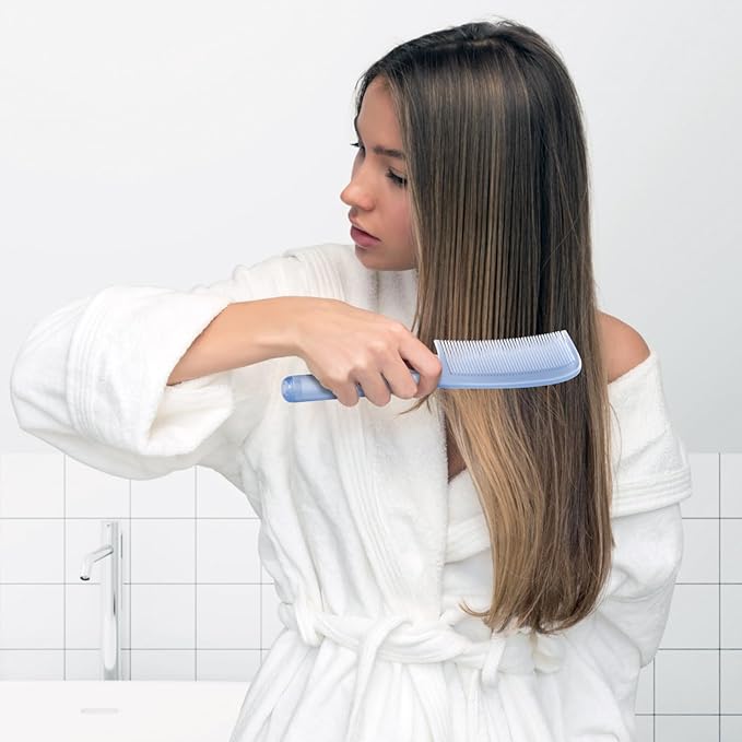 RHOS Detangler Hair Comb for Women and Men-Wide Tooth Comb for Curly,Thick,Wavy,Long Hair,Large Tooth Detangling Comb for Wet and Dry Hair-Styling Essentials Round Handle Hairdressing Comb(Blue)