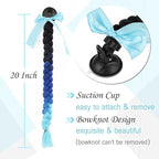 SEGO 1PCS/2PCS Helmet Pigtail Braids with Detachable Suction Cup Bowknot Ponytail Hair Many Colors (Helmet not Included)