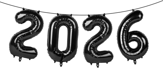 Black 2026 Number Balloons, 26 Balloon Number 40 Inch by Argthjy