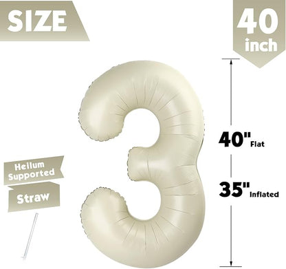 40 Inch Cream Number 3 Balloon Birthday Party Decorations - Image 5