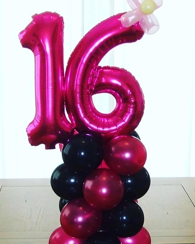 Hot Pink 17 Number Balloons, 40 Inch Giant Number 17 Balloons Foil Mylar Helium - Image 5