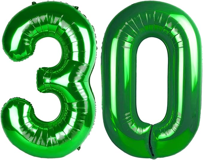 Green Number 30 Balloon 40 Inch, 30th Birthday Party Decorations Men Women | by IWERP