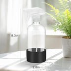 2 Pack Glass Spray Bottles with Silicone Sleeve, 16 oz Empty Refillable Containers with Adjustable Spray Nozzles, Spray Bottles for Hair, Cleaning Solutions and Plants Black&Grey