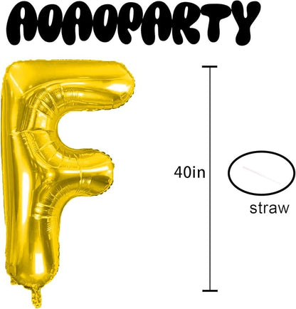 Letter Balloons Gold 40 Inch F Large Giant Big Foil Mylar Balloon | - Image 3
