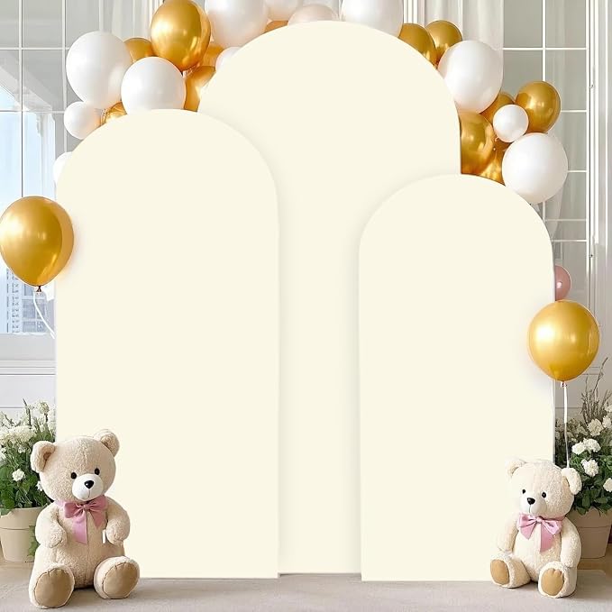 FANPROMS Wedding Arch Cover Set of 3 6FT 6.6FT 7.2FT Ivory Spandex Arch Stand - Image 2