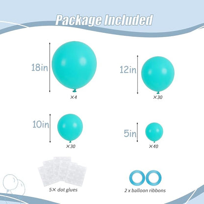 104pcs Teal Balloon Garland Arch Kit Different Sizes 18/12/10/5 Inch | - Image 2