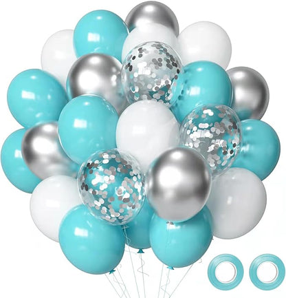 Teal Blue Silver Balloons by Aiwolf