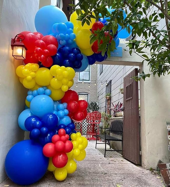Biapian Red Yellow Blue Balloons, 12 Inch Matte Latex Balloons Colourful - Image 4
