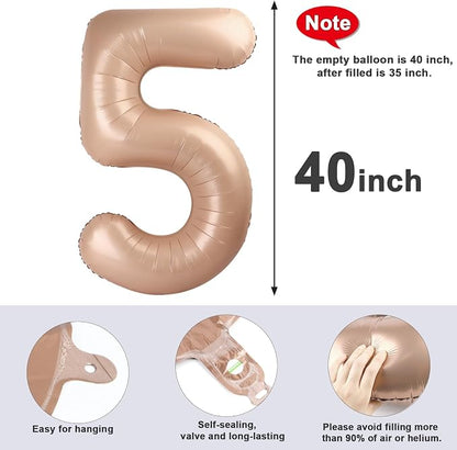 5 Balloon Number 40 Inch Light Brown Balloons - Image 5