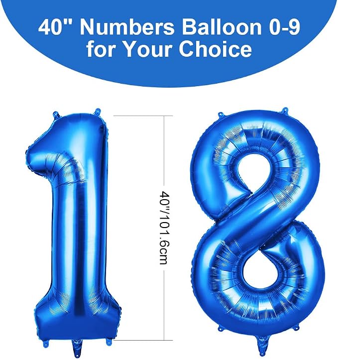 OFFCUP Number 18 Balloons 40 Inch, Big Jumbo Number Balloon Celebration Party - Image 2