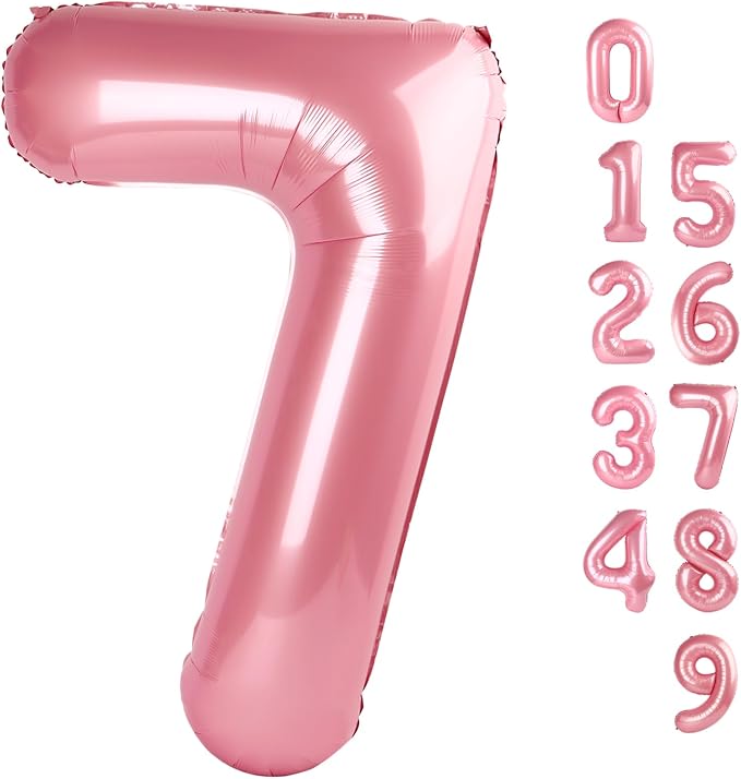 Number 7 Balloons 40 Inch for 7 17 Birthday Party Decorations, Pastel Pink | by Mluchee