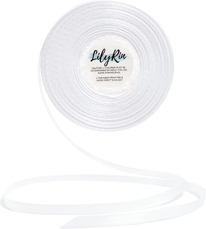 White Ribbon 1/4 Inches 36 Yards Satin Roll Perfect by LilyRin