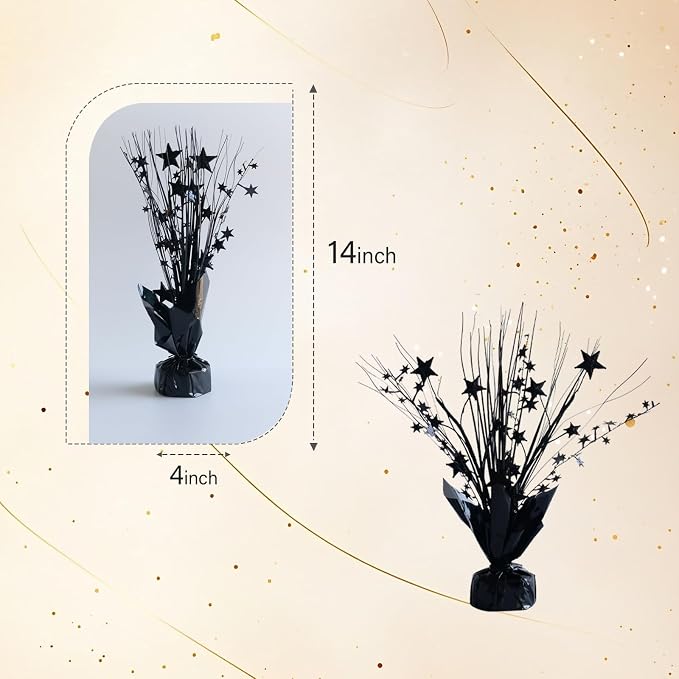 12 Pack Metallic Black Color Foil Star Brust Table Centerpices - Image 2