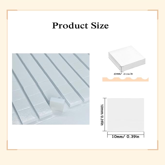 ACFELLE 1000 Pieces 3D Foam Dots Dual-Adhesive Square, 0.4inch Double Sided Pop - Image 2