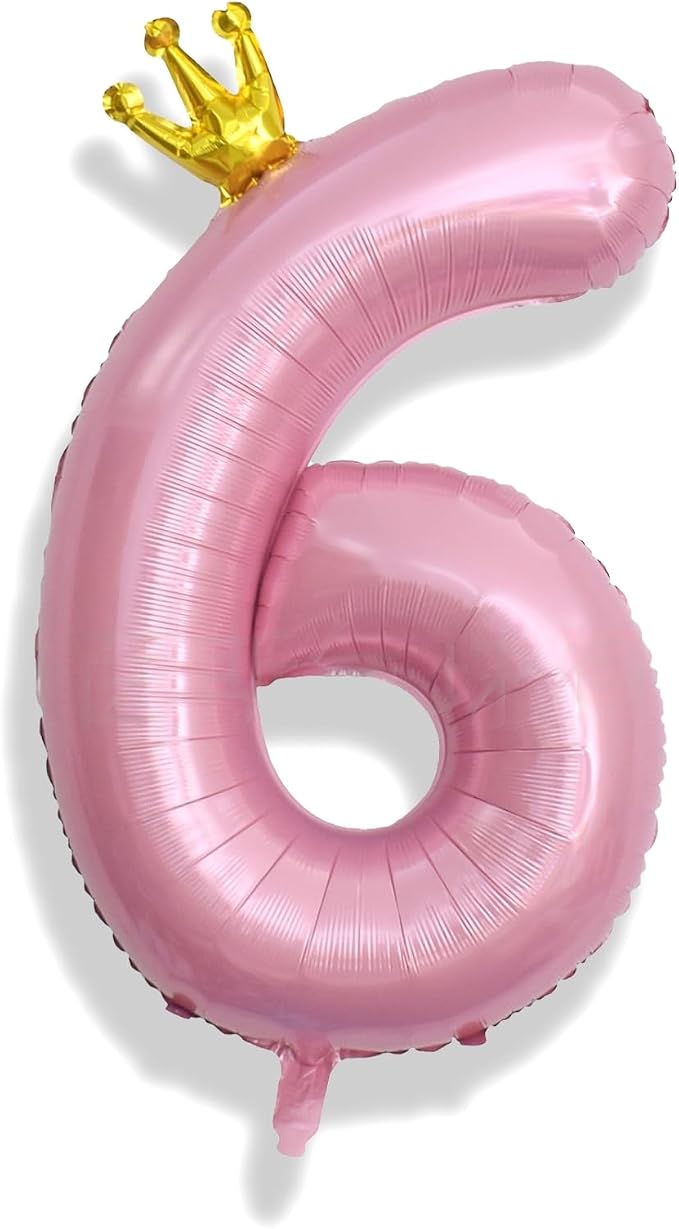 Large Number 6 Balloons, Light Pink 40 Inch Foil Number Balloon - Image 8