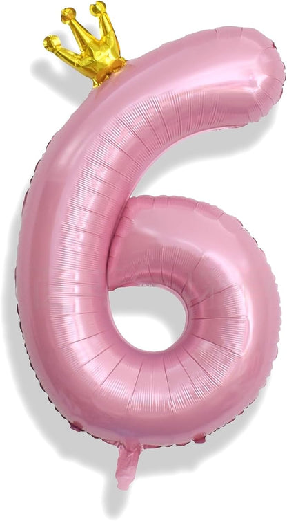 Large Number 6 Balloons, Light Pink 40 Inch Foil Number Balloon - Image 8