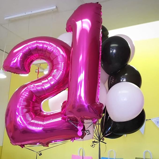 Hot Pink 12 Balloon Numbers, 40 Inch 12 or 21 Birthday Balloon Foil Mylar - Image 4