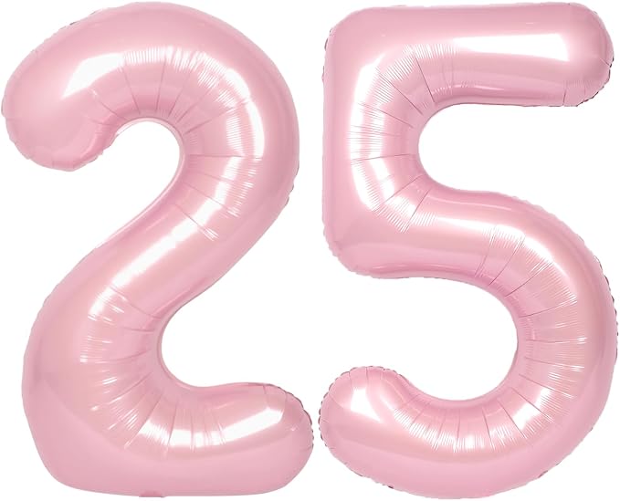 SUWEN 40 Inch Large Pink 25 Balloon Numbers Big Foil Helium Number Balloons 0-9 by SUWEN