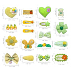 Hair Clips for Girls 18 Pcs No Slip Assorted Barrettes for Kids Bows Green Yellow Cute Hair Accessories for Little Girls Teens Toddlers Child Kids Gifts