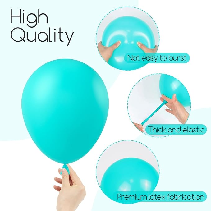 Awenztech 122pcs Teal Turquoise Latex Balloons in 18 12 10 5 inches | Wedding - Image 3