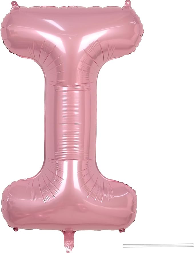Pink Letter Balloon I, 40 Inch Big Pastel Pink Foil Helium Alphabet I Letter by KYGNE