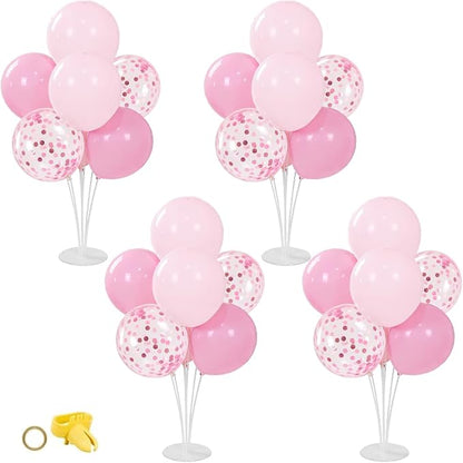 4Set Pink Birthday Party Decorations, Light Pink Balloon Stands by FengRise