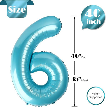 Pearl Blue Number 6 Balloon 40 Inch - Image 5