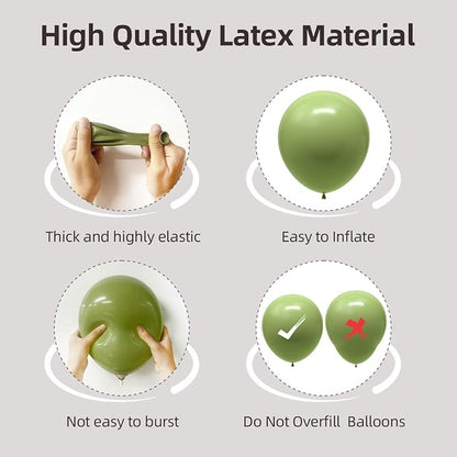 135pcs Sage Green Balloons Balloon Arch Kit Different Sizes Of 18 12 10 5 Inch - Image 3
