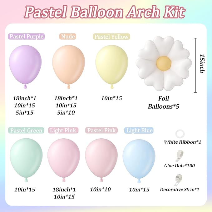 136pcs Pastel Flower Balloon Arch Kit - Image 2