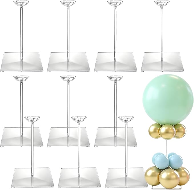 10 Pack Clear Acrylic Balloon Stand Kit, 15.75 Inch | Reusable Balloon Sticks by Unknown