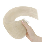 YoungSee Platinum Blonde Tape in Hair Extensions Real Human Hair 22In Platinum Blonde Tape in Hair Extensions 20pcs Invisible Tape-in Extension Long Tapes in Hair Extension Human Hair Straight 50g