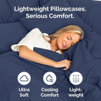 King Pillow Cases - 2 Pack - Super Soft Pillowcase Covers - Envelope Enclosure - Hotel Quality Pillow Protectors - Wrinkle Free, Shrink and Stain Resistant - Machine Washable - 20" x 40" (Navy Blue)