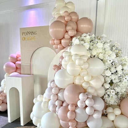 Pastel Pink and White Balloons, 12 Inch 35PCS Light Baby Pink Beige Cream White - Image 4