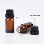 BENECREAT 24 Pack 10ml Brown Glass Essential Oil Bottles Refillable Container Kits with Plastic Droppers, Funnel Hoppers and Sticker for Aromatherapy Fragrance Cosmetic Oil