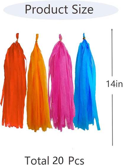 Rose Red Orange Blue Red Tassel Garland，Tissue Tassel Banner Mexican Birthday - Image 2