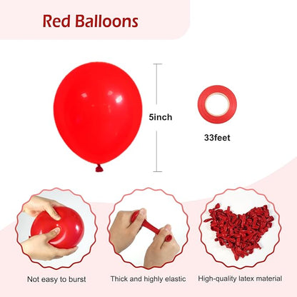 FOTIOMRG 120pcs 5 inch Red Balloons | Birthday, Graduation, Baby Shower - Image 2
