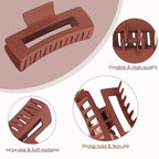 4.1 Inch Large Hair Clips 8 Pcs Square Claw Clips for Thick Hair Big Hair Claw Clips Acrylic Banana Jaw Clips Hair Accessories for Women and Girls -Basic