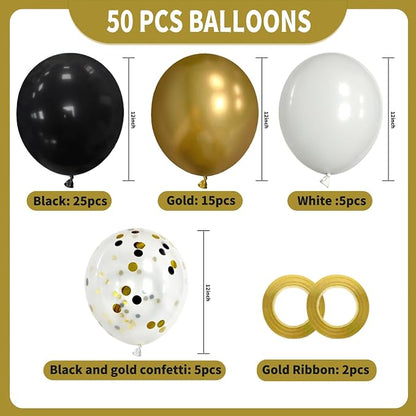 Black White Gold Balloons Set - Image 7