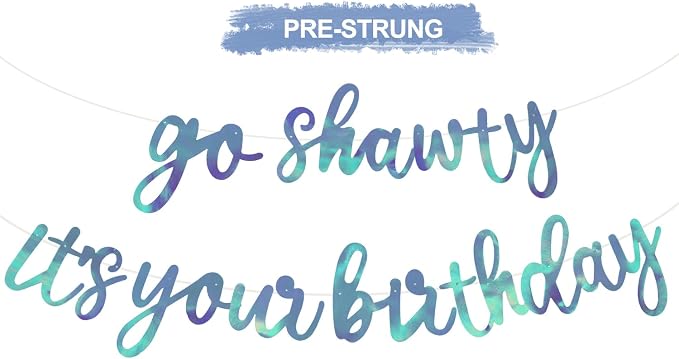 BEISHIDA Rainbow Blue Pre-Strung Go Shawty It's Your Birthday Banner Decor | by Beishida