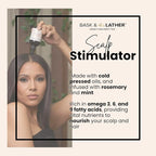 Bask & Lather Scalp Stimulator Hair Growth Oil, Cold Pressed Mint and Rosemary Blend with Grapeseed for Hair Growth, Organic Natural Leave in, All Hair Types, 2 Fl Oz