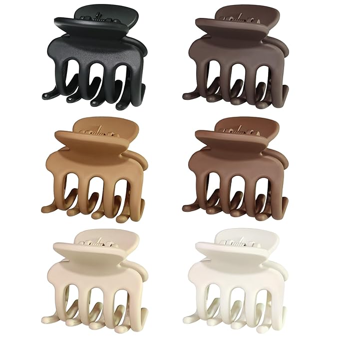 6 Pcs Hair Clips Small Claw Clips for Thin Hair Medium Matte Non-slip Hair Accessories for Women and Girls (Coffee)