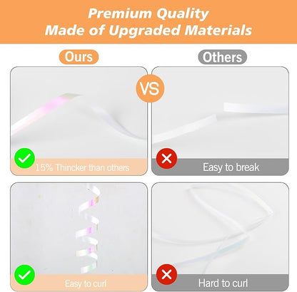 500 Yards Iridescent White Curling Ribbon, Balloon String Gift Wrap Ribbons | - Image 2