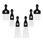 6Pcs Afro Picks Metal Hair Combs, 3 Sizes Steel Teeth Hair Pick for Curly, Coily, Natural Hair, Detangling & Styling Comb for Men Women (Black)